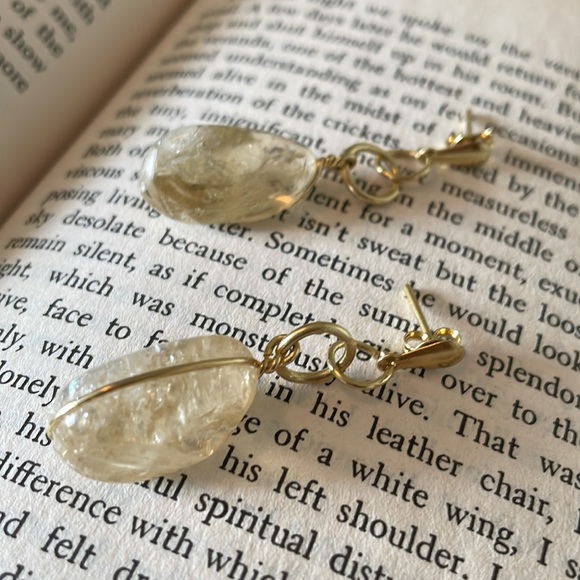 Genuine Citrine Earrings with Gold Plated Studs - Picture 6 of 8